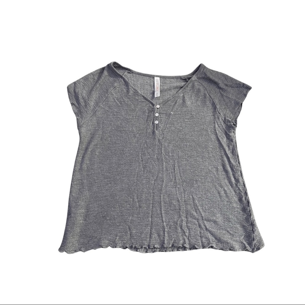 Grey Button Crop Top